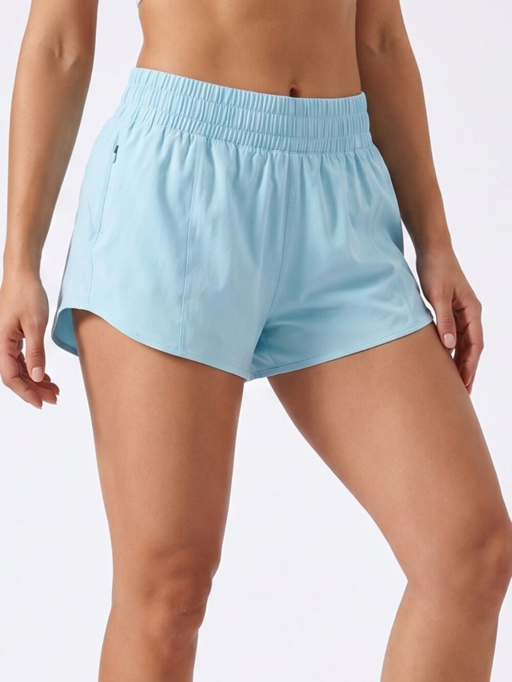 NWT | MCEDAR Light Blue High-Rise Running Shorts | Zipper Pocket | L
